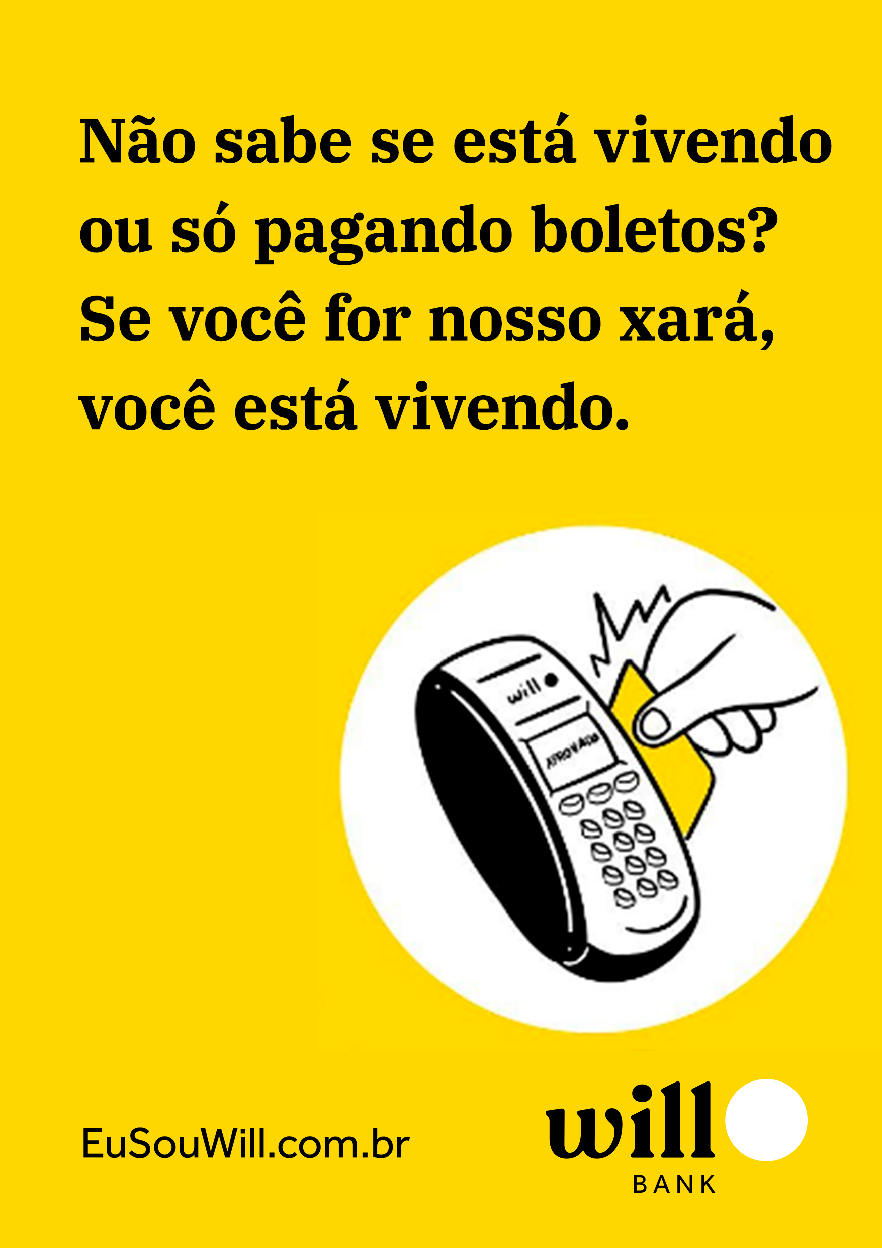 imagem com fundo amarelo e o desenho de uma maquininha de cartao.'